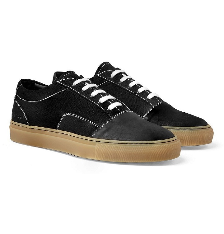 Photo: Common Projects - Cap-Toe Canvas and Nubuck Sneakers - Men - Black