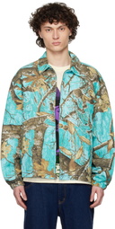 Awake NY Blue Frayed Script Coach Jacket
