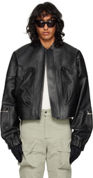 Tondolo Black Ecco Leather Bomber Jacket
