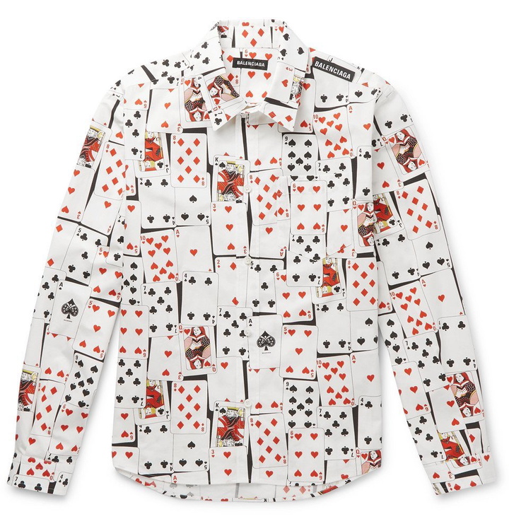 Photo: Balenciaga - Printed Cotton-Twill Shirt - White