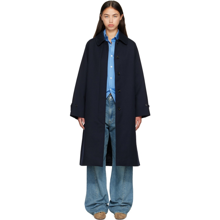 Photo: A.P.C. Navy Water-Repellent Wool Coat
