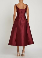 Erdem Floral-embroidered Mikado Satin Midi Dress Bordeaux