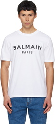 Balmain White 'Balmain Paris' Print T-shirt