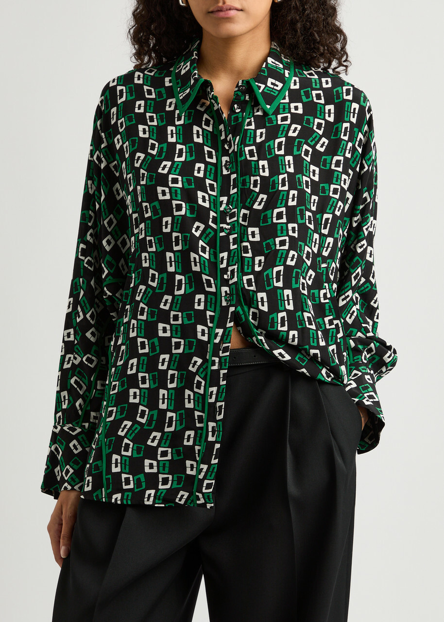 Diane Von Furstenberg Alona Printed Shirt Black