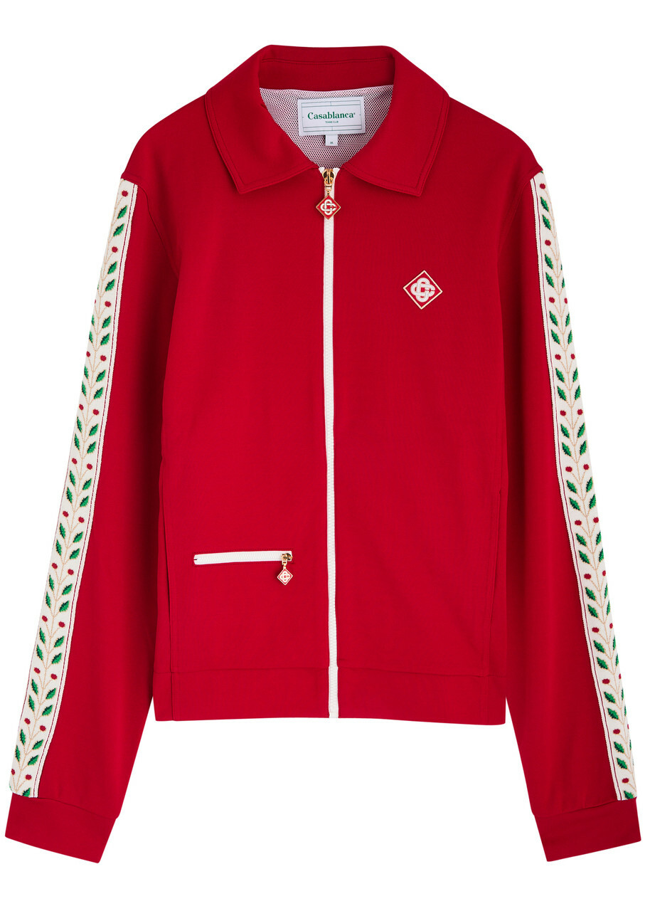 Casablanca Laurel Tricot Panelled Jersey Track Jacket Red Casablanca