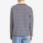 Maison Kitsuné Men's Bold Fox Head Patch Mariner Long Sleeve T-Shirt in Navy Stripes