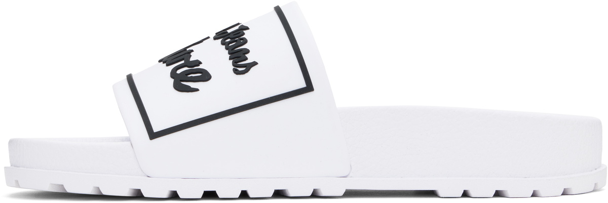 Versace Jeans Couture White Logo Shelly Pool Slides