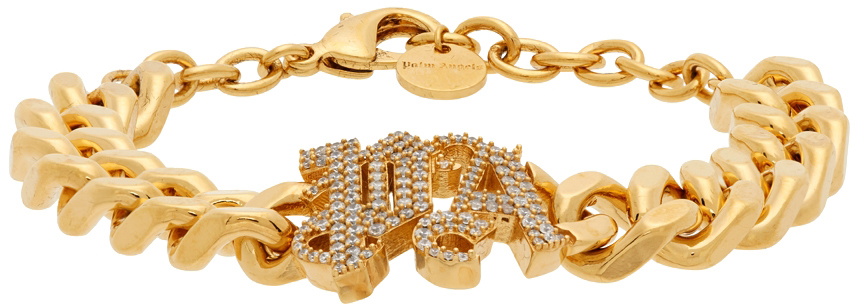 Palm Angels Monogram Chain Bracelet In Silver/gold in Metallic for Men