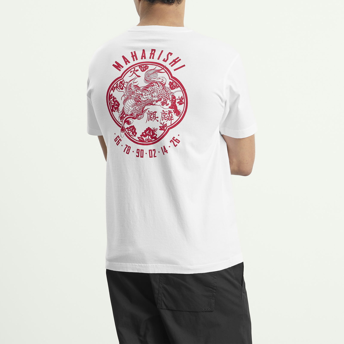 Maharishi Men's Paper Cut Kirin T-Shirt in White