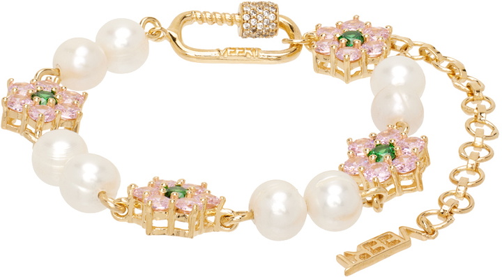 Photo: VEERT Gold Macro Flower Freshwater Pearl Bracelet