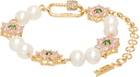 VEERT Gold Macro Flower Freshwater Pearl Bracelet
