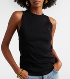Saint Laurent Cassandre ribbed-knit cotton tank top