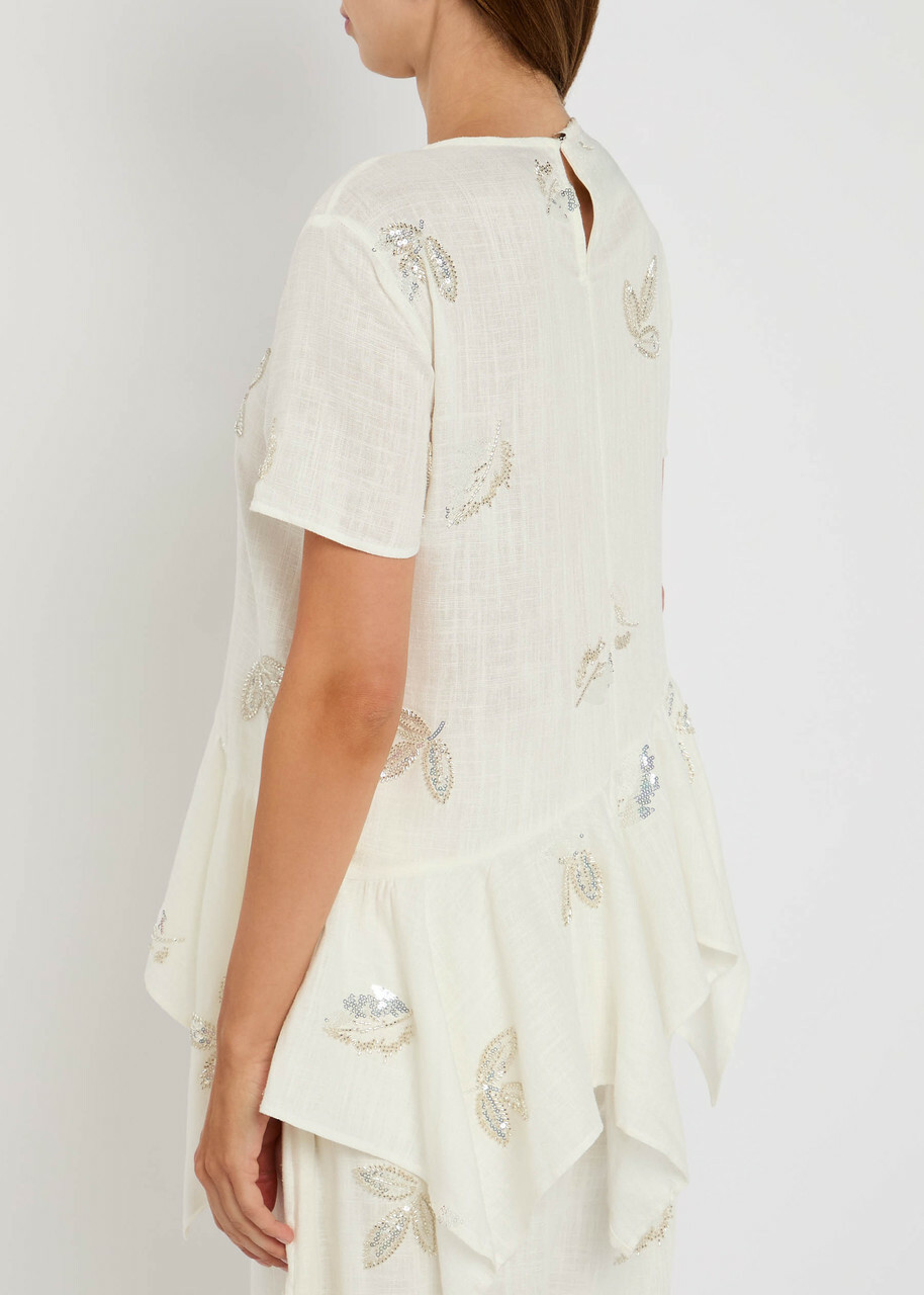 Marques' Almeida Embellished Woven top White