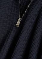 Boss Textured Half-zip Cotton Jumper Navy