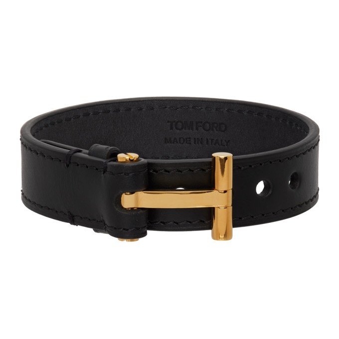 Photo: Tom Ford Black Leather T-Buckle Bracelet