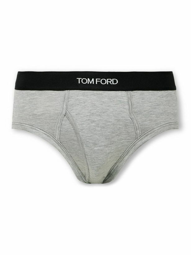 Photo: TOM FORD - Stretch-Cotton and Modal-Blend Briefs - Gray