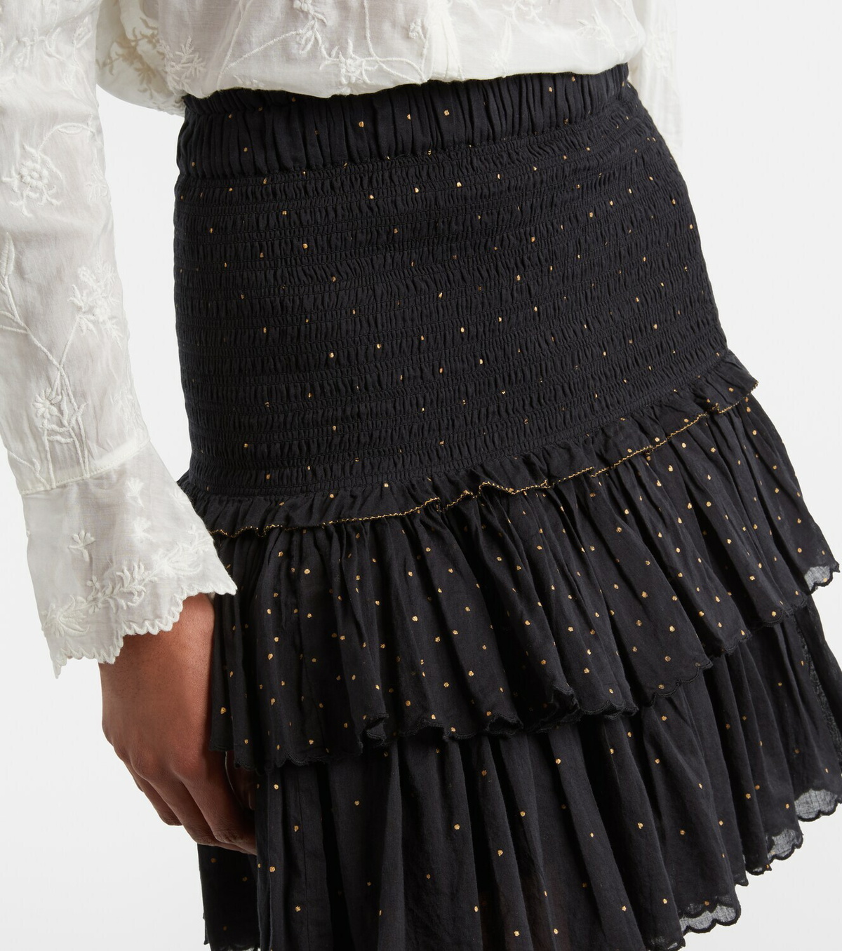 Marant Etoile Polka-dot embroidered cotton miniskirt