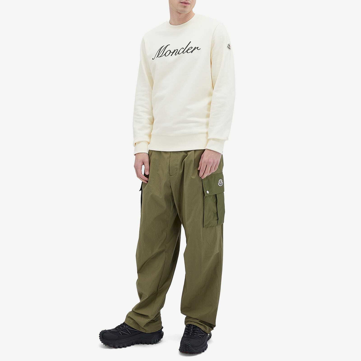Moncler Men's Emerized Fleece Long Sleeve T-Shirt in White