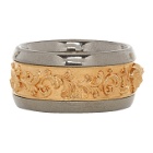 Versace Gold and Silver Brocade Ring