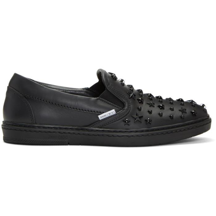 Jimmy Choo Black Mixed Stars Grove Slip-On Sneakers Jimmy Choo