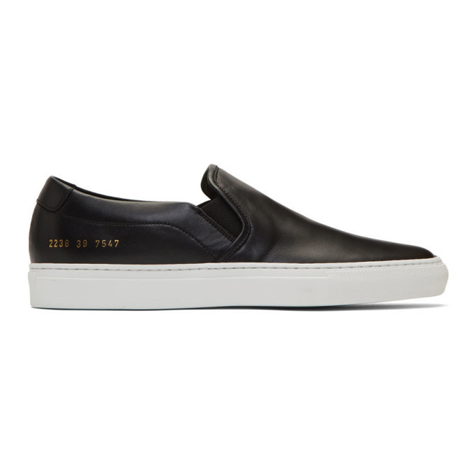 Photo: Common Projects Black and White Slip-On Sneakers