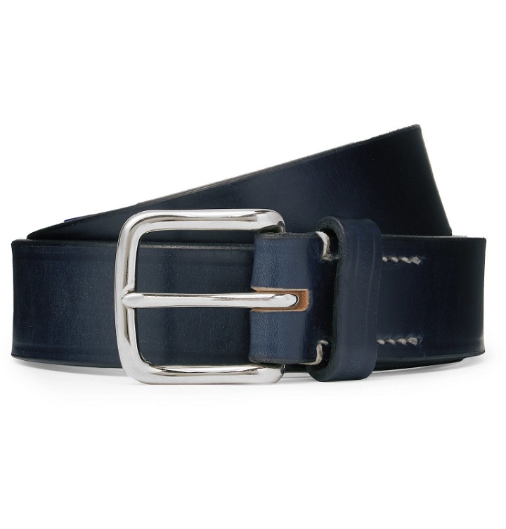 Photo: Mr P. - 3cm Navy Leather Belt - Blue