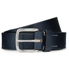 Mr P. - 3cm Navy Leather Belt - Blue