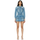 RED Valentino Blue Denim Playsuit Short Dress