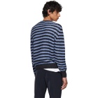 Prada Navy and Blue Striped Alpaca Crewneck Sweater