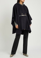 Moncler Hooded Belted Wool-blend Cape Coat - Navy - One Size