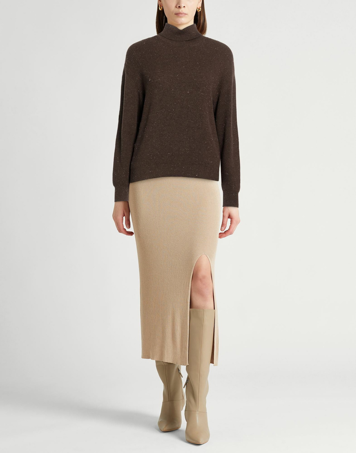 Peserico Womens Turtleneck Chocolate in Brown
