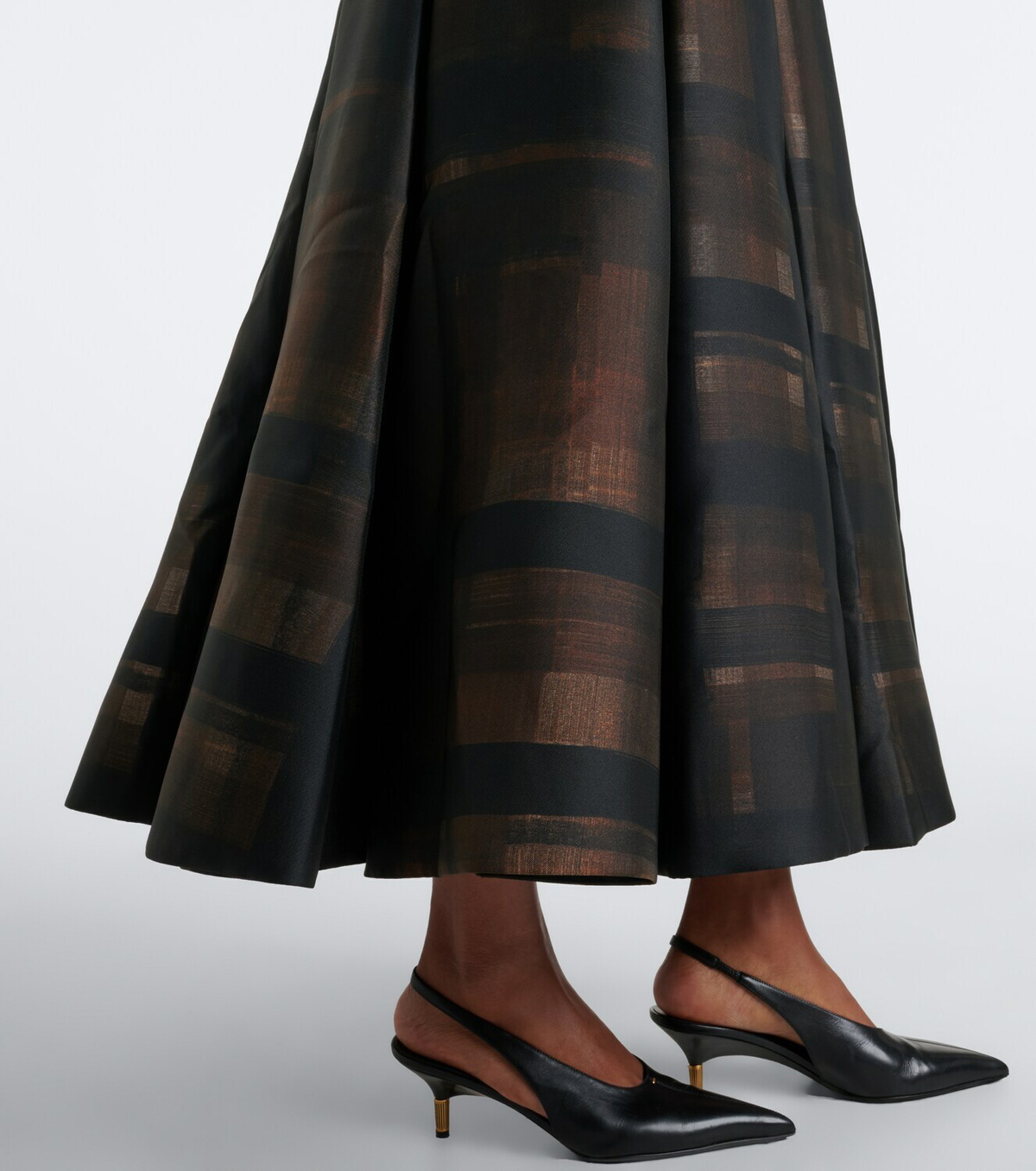 Emilia Wickstead Sylvane checked pleated mikado midi skirt