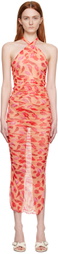 Marco Rambaldi Orange Sheer Midi Dress