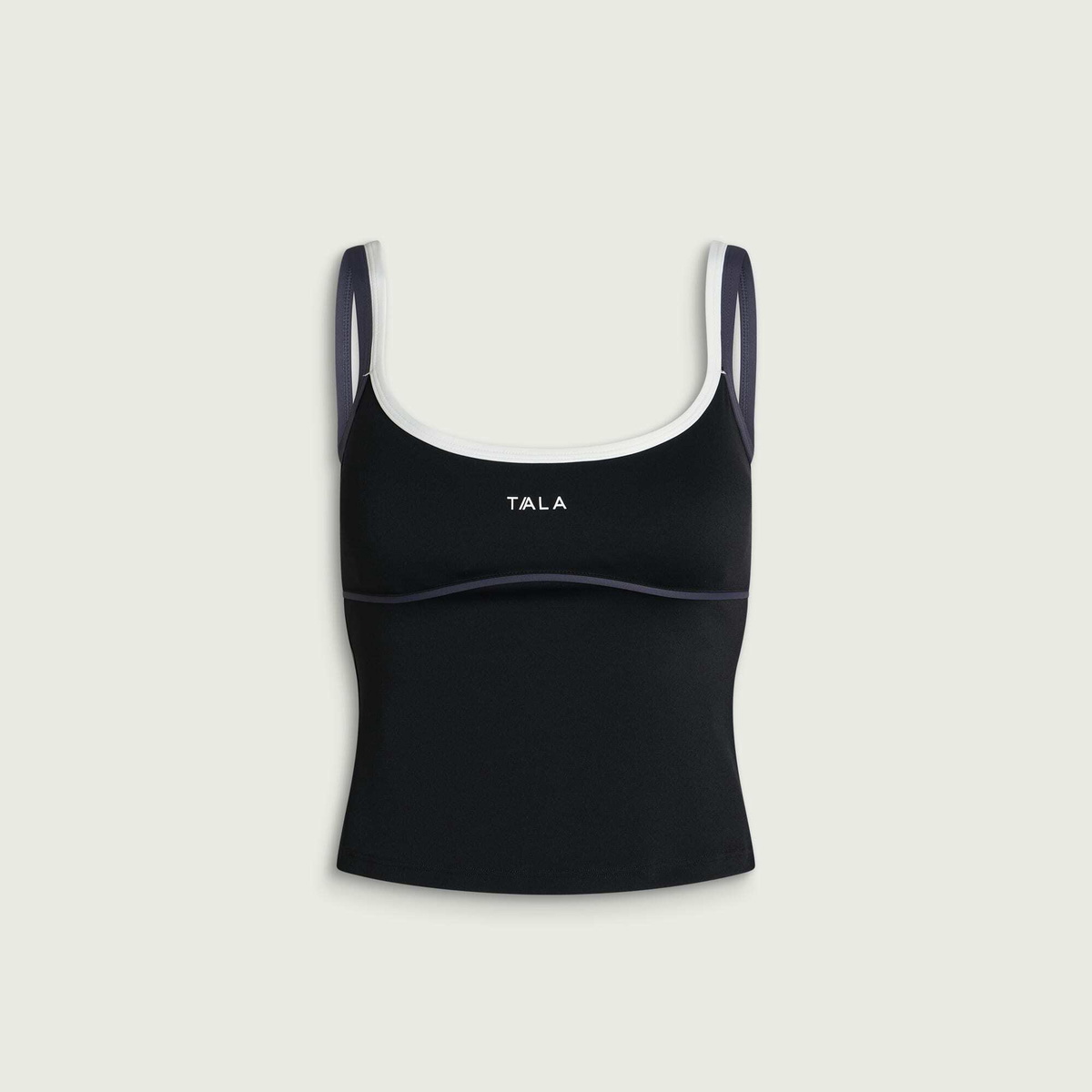 TALA Women's SkinLuxe Contrast Double Strap Vest in Shadow Black