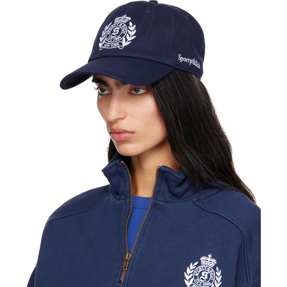 Sporty & Rich Navy NY Crest Hat