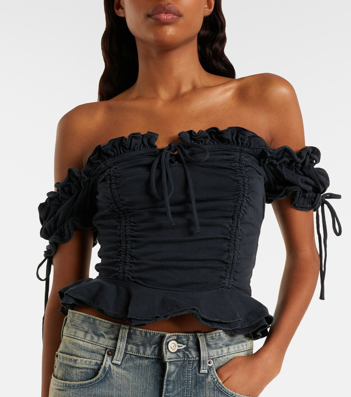 Balenciaga Gathered cotton crop top