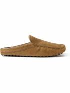 Tod's - Shearling-Lined Suede Slippers - Brown