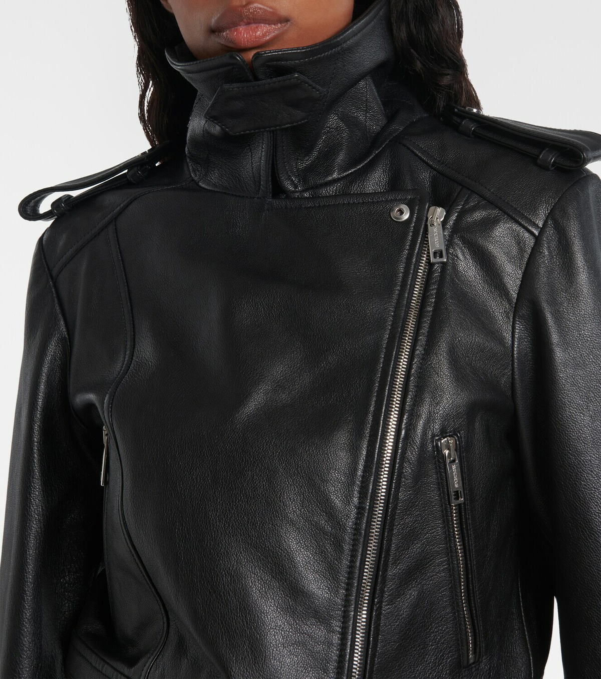 Sportmax Toscana shearling-trimmed leather jacket
