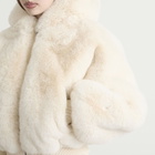 SKIMS Women's Faux Fur Shrunken Hoodie Jacket in Egret