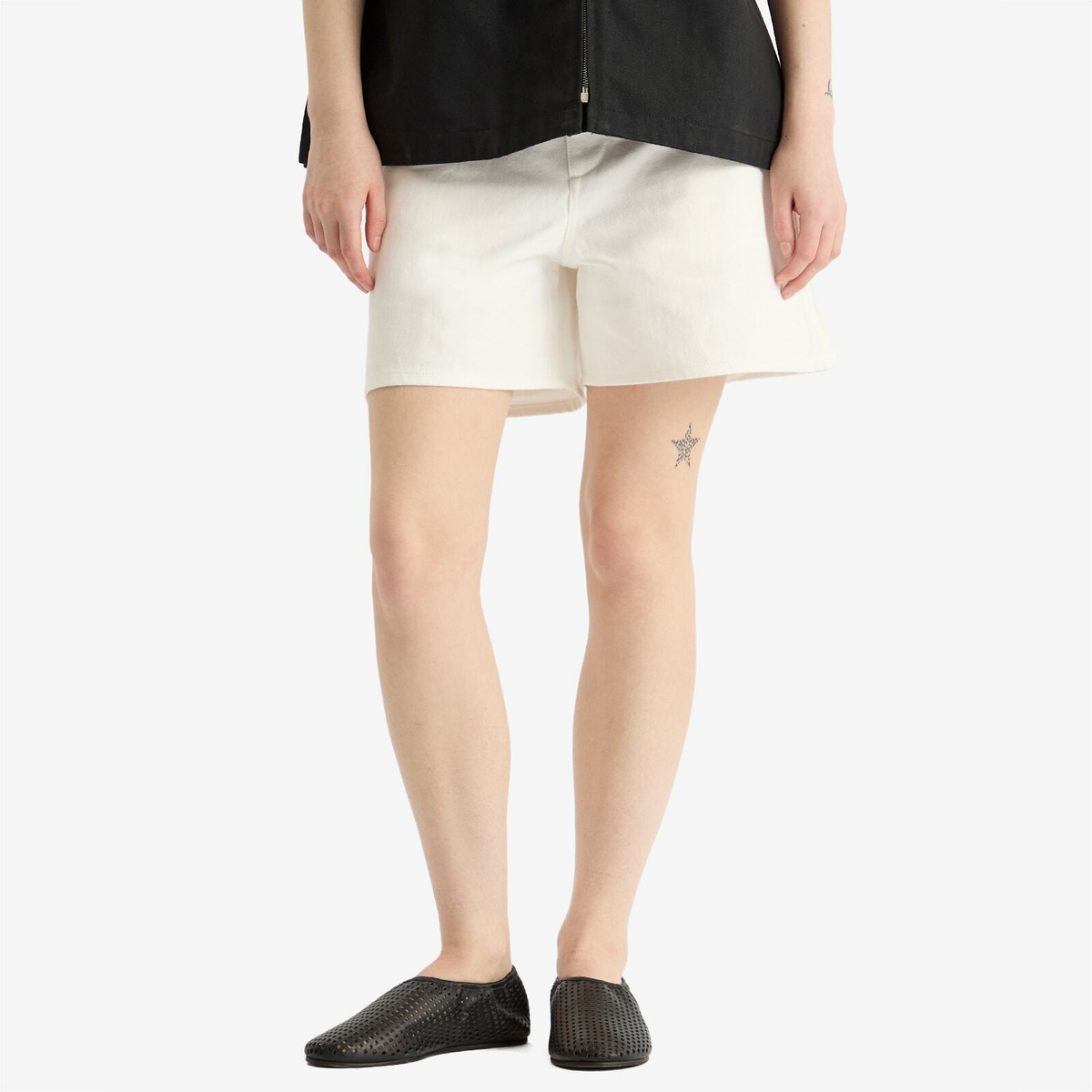Jil Sander Women's Cargo Denim Shorts in Porcelain