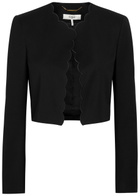 Chloe Scalloped Cropped Stretch-wool Blazer Black