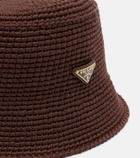 Prada Logo crochet cotton bucket hat