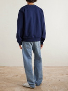 SAINT LAURENT - Logo-Embroidered Cotton-Jersey Sweatshirt - Blue