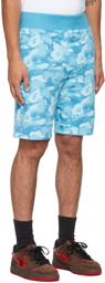 BAPE Blue Fire Camo Shorts