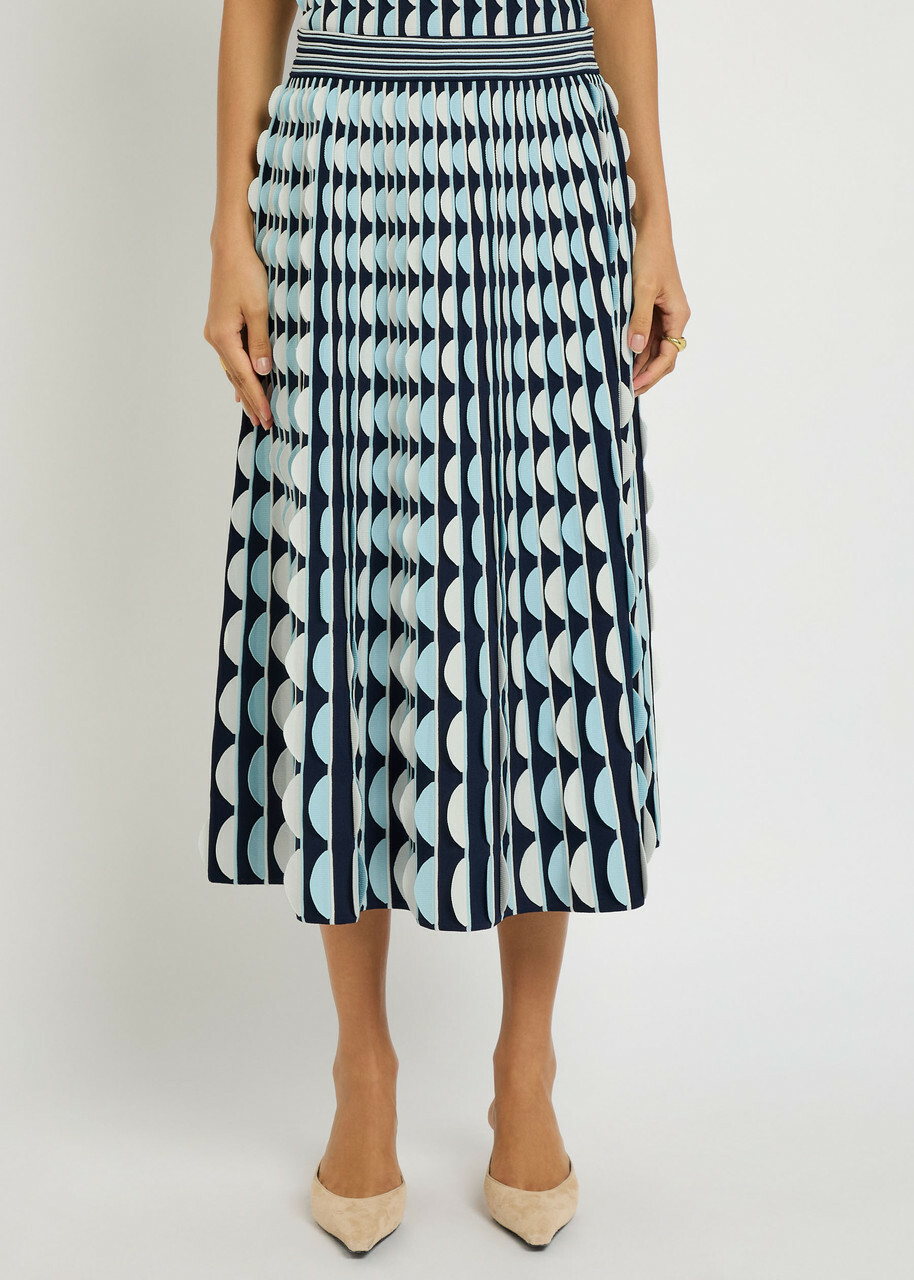Simkhai Micah Scalloped Knit Midi Skirt Blue