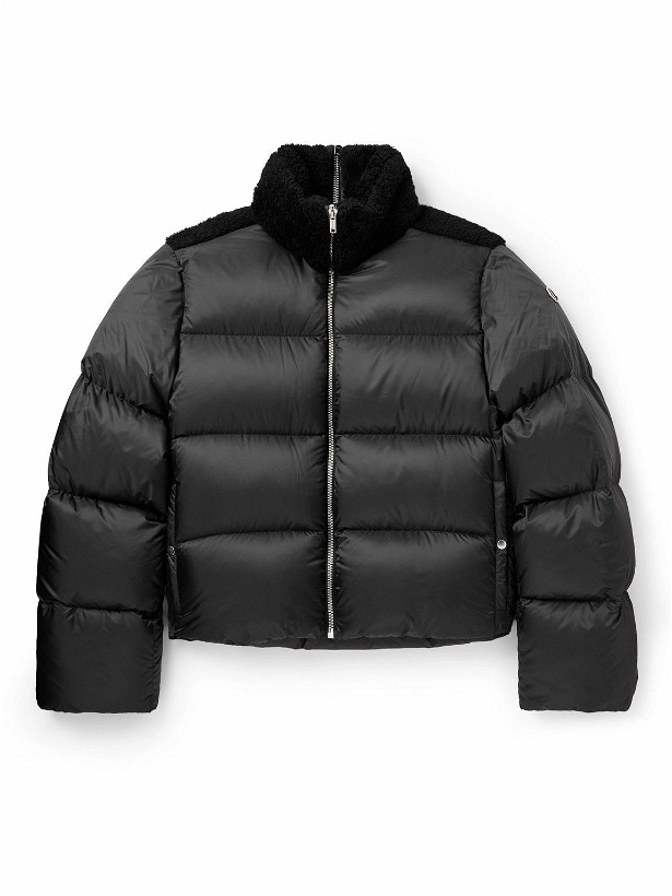 Photo: Rick Owens - Moncler Cyclopic Shearling-Trimmed Quilted Shell Down Jacket - Black