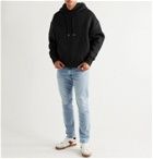 AMI - Logo-Embroidered Cotton-Blend Jersey Hoodie - Black