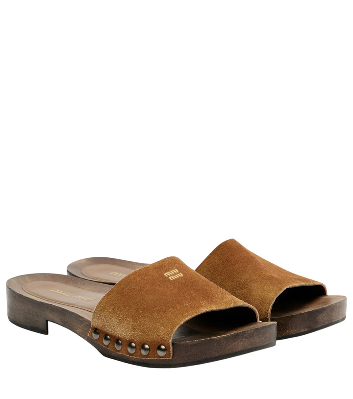 Photo: Miu Miu Logo faded suede mules