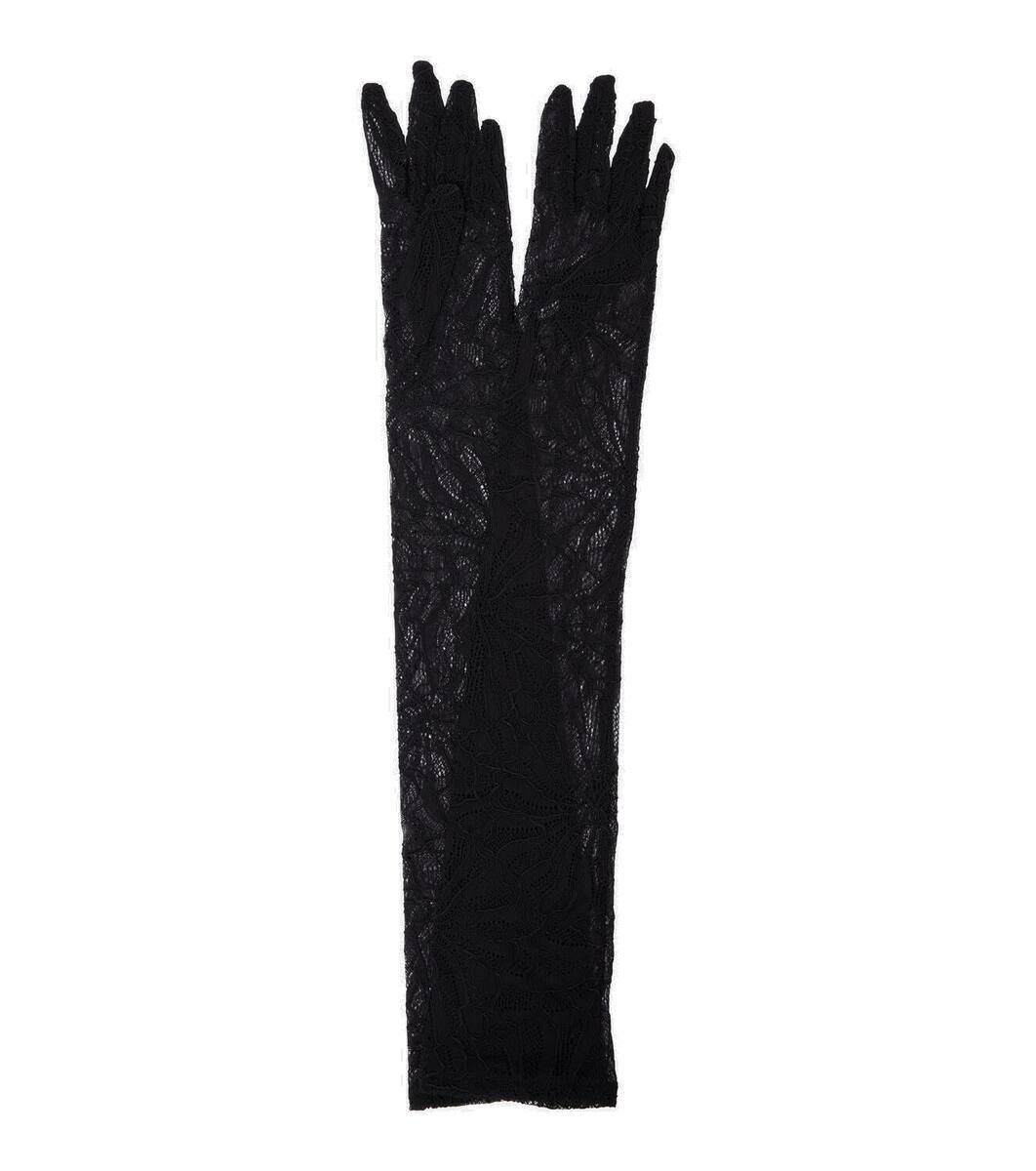 【D&G】DOLCE&GABBANA Swarovski Napa Fingerless Gloves Dolce & Gabbana Dg Swarovski Napa Fingerless Gloves In Black