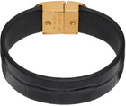Balenciaga Black 'BB' Thin Leather Bracelet